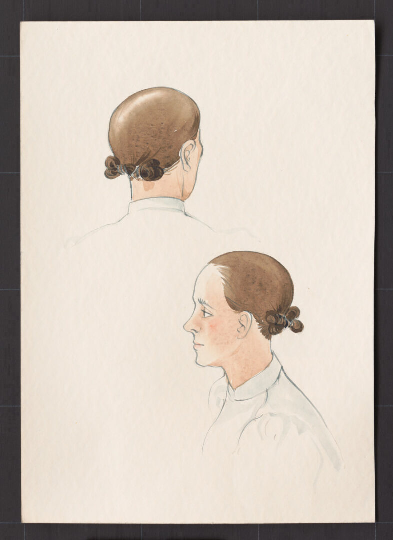 Kresba – účes ženský – postup česania – pokračovanie