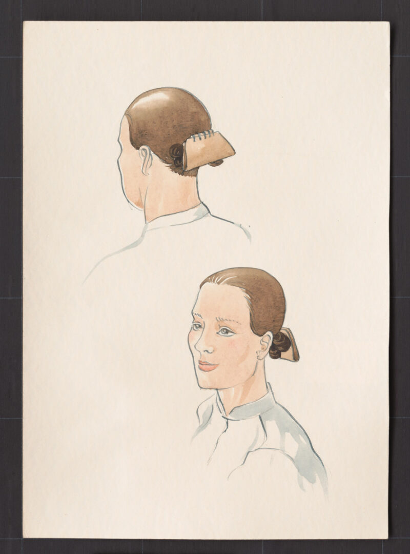 Kresba – účes ženský – postup česania – pokračovanie