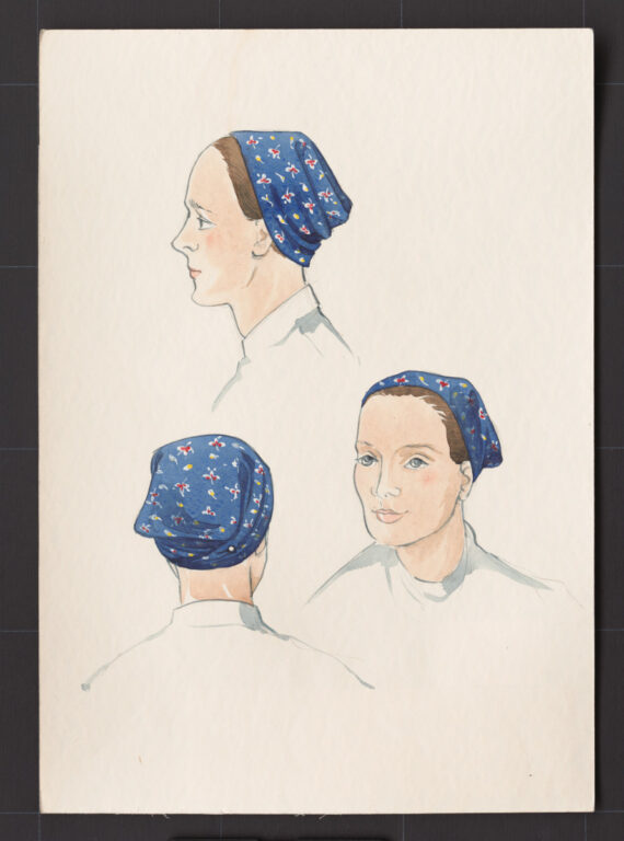 Kresba – šatka – úprava na hlave