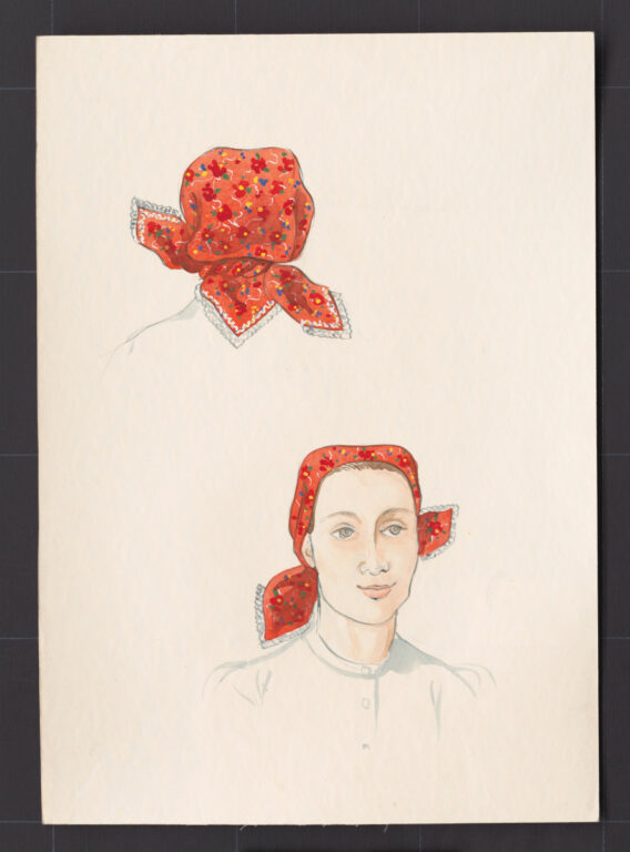 Kresba – šatka – úprava na hlave