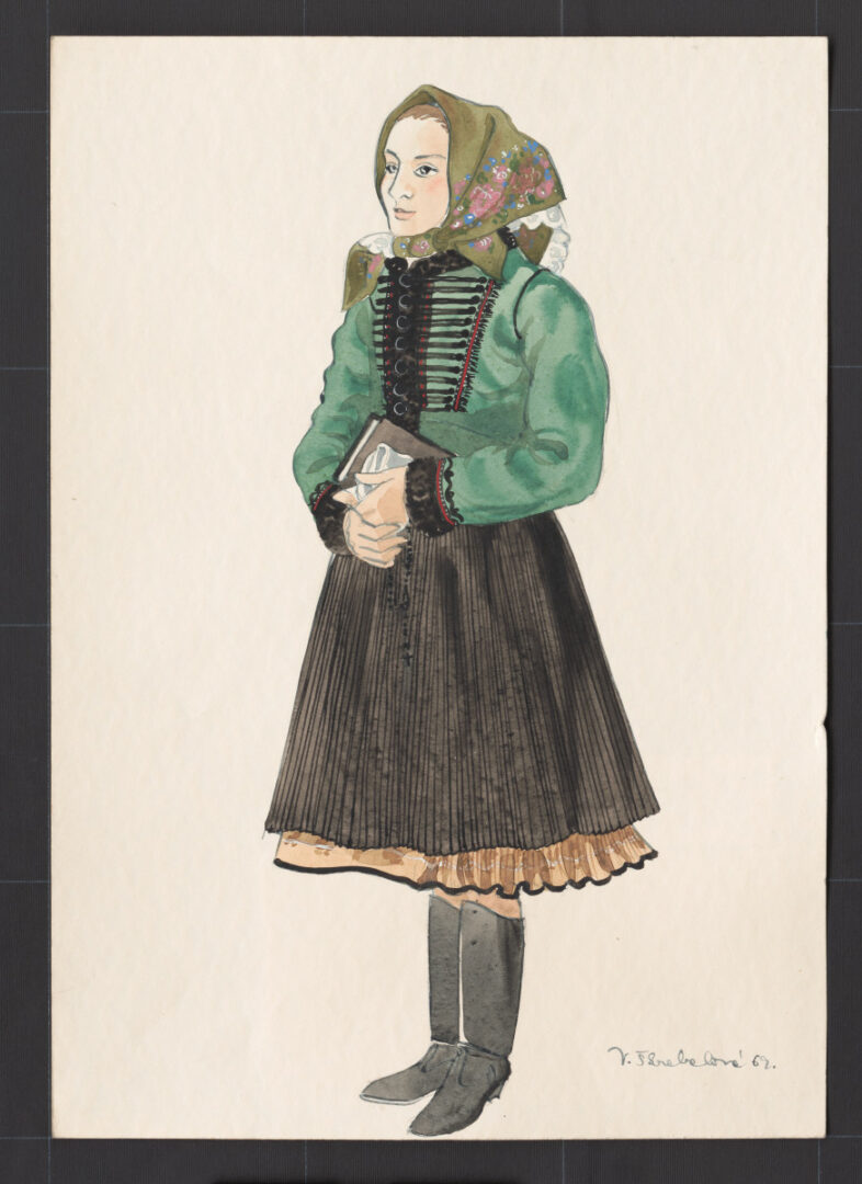 Kresba – odev ženský sviatočný zimný