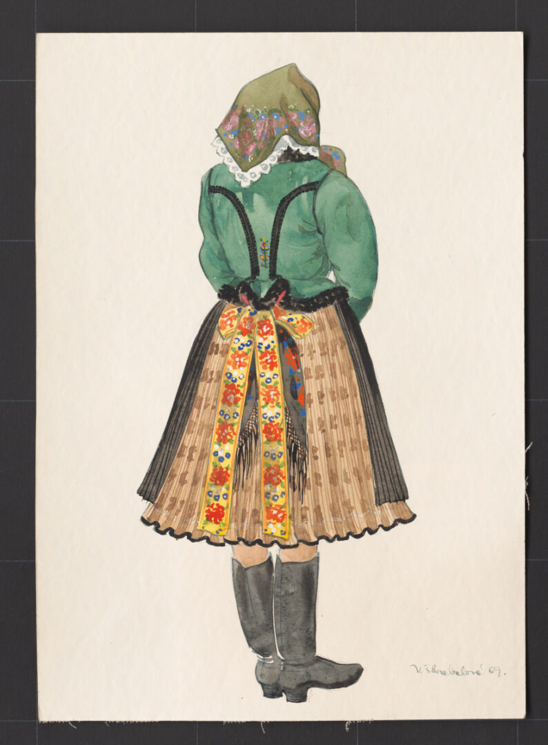 Kresba – odev ženský sviatočný zimný