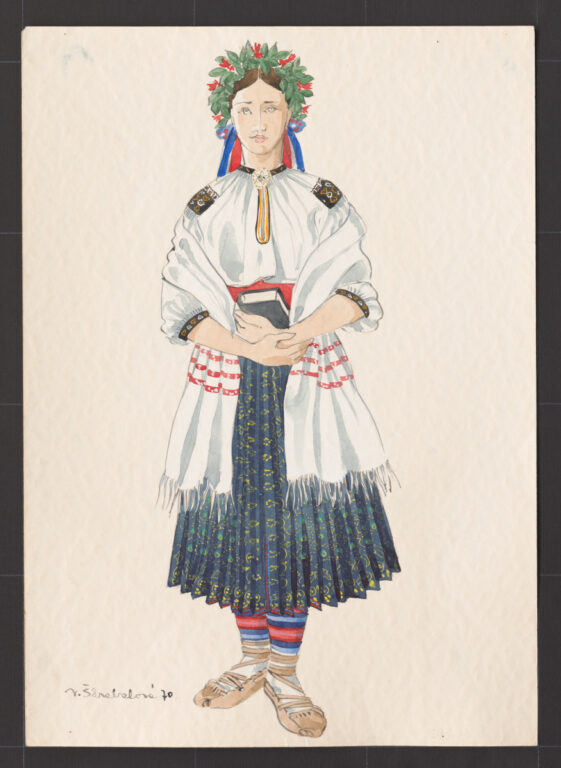 Kresba – odev mladuchy na sobáš