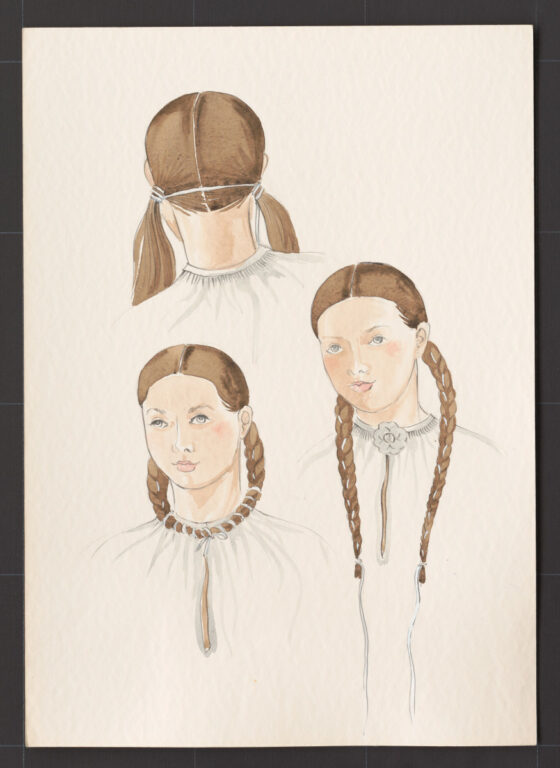 Kresba – účes ženský – postup česania – pokračovanie