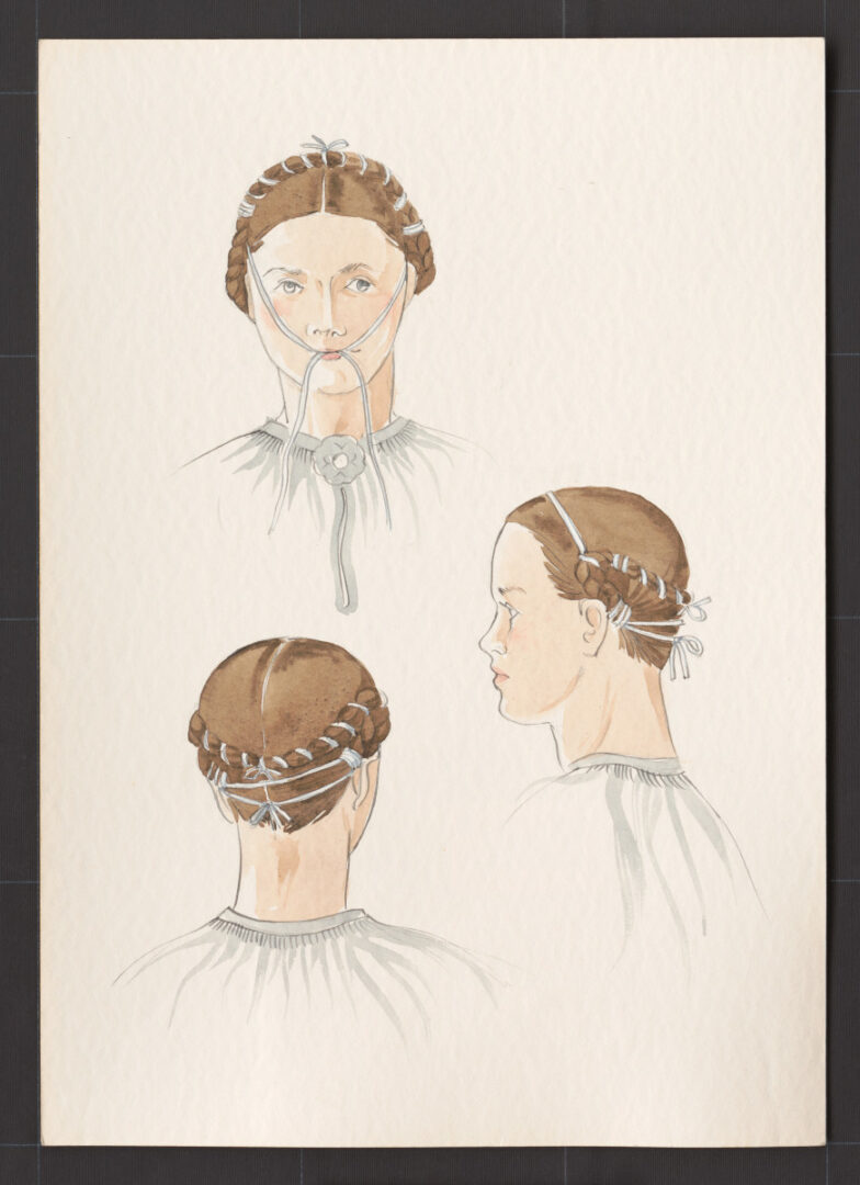 Kresba – účes ženský – postup česania – pokračovanie