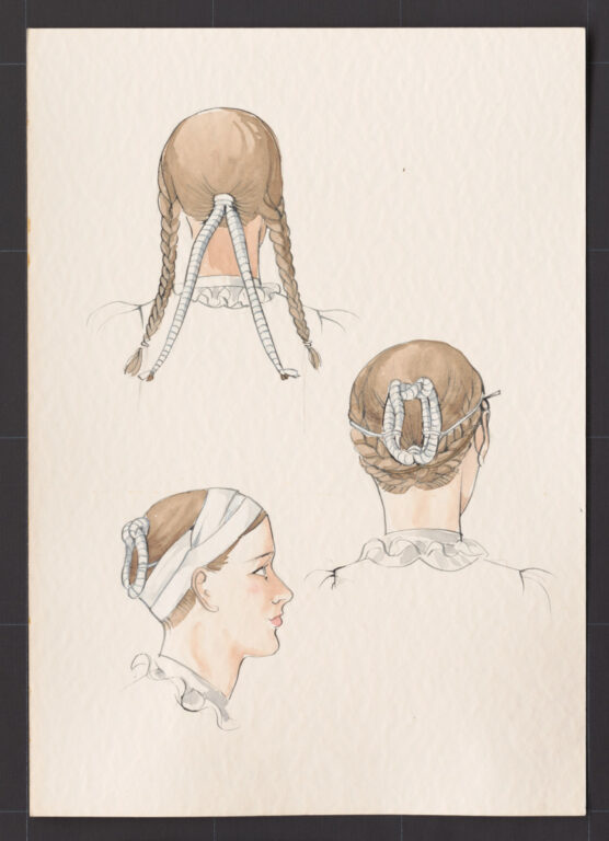 Kresba – účes ženský – postup česania – pokračovanie