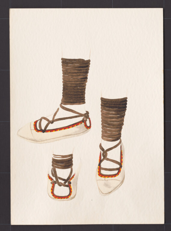 Kresba – papuče ženské – spôsob obúvania