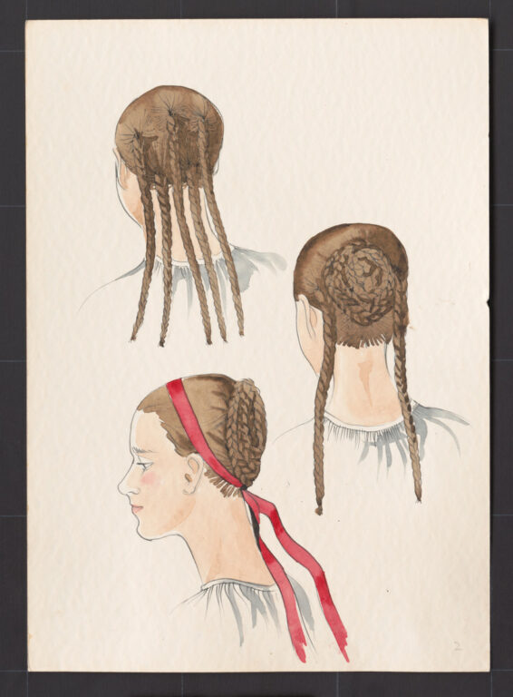 Kresba – účes dievčenský – postup česania – pokračovanie