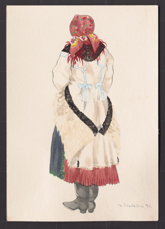 Kresba – odev ženský sviatočný zimný