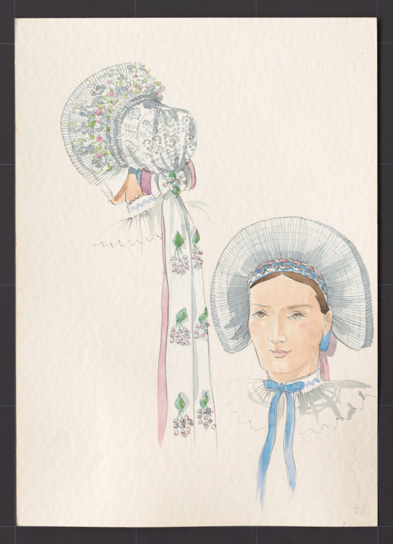 Kresba – čepiec sviatočný – úprava na hlave