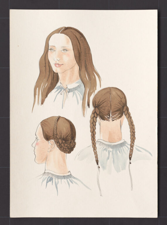 Kresba – účes dievčenský sviatočný – postup česania
