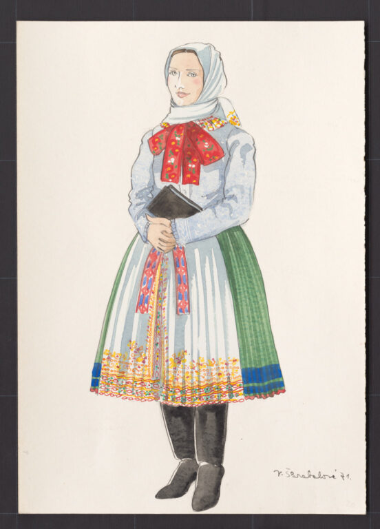 Kresba – odev ženský sviatočný zimný