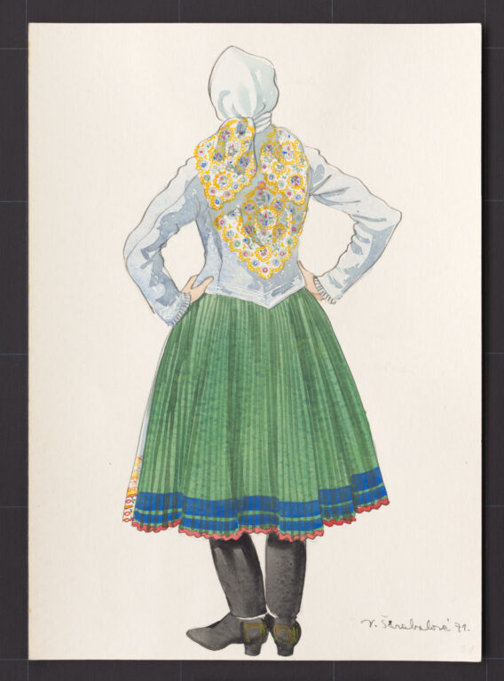 Kresba – odev ženský sviatočný zimný