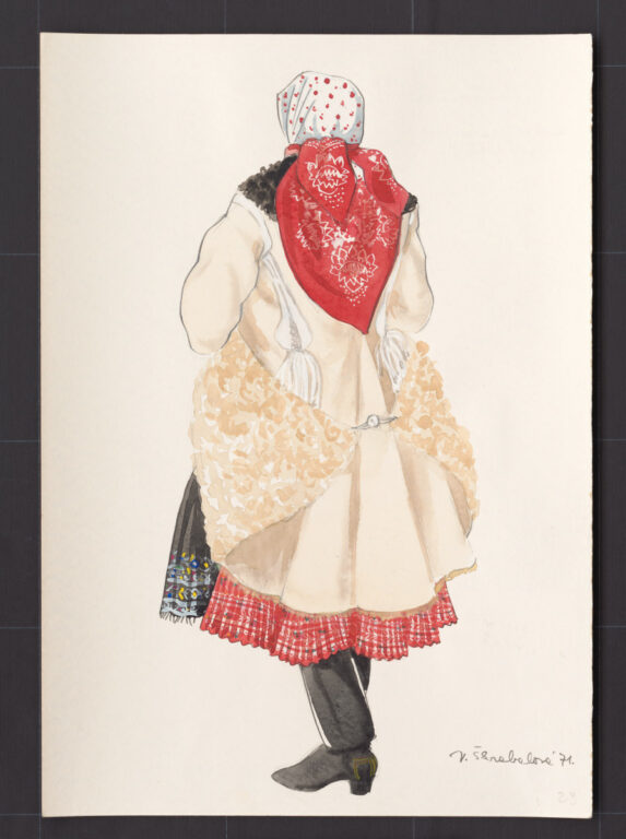 Kresba – odev ženský sviatočný zimný