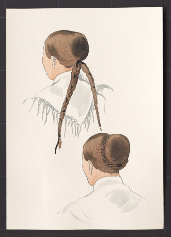 Kresba – účes ženský – postup česania – pokračovanie