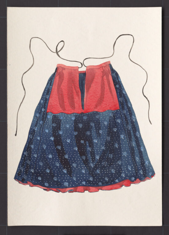 Kresba – sukňa modrotlačová