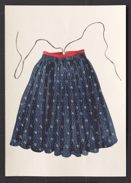 Kresba – sukňa modrotlačová