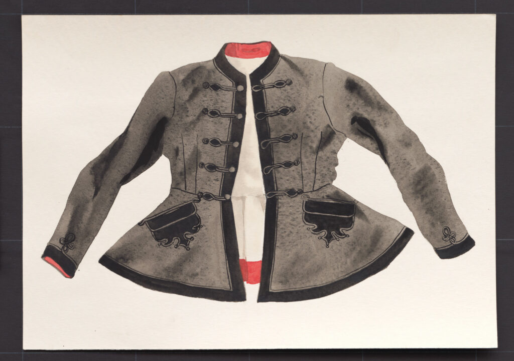 Kresba – kabátik ženský svadobný