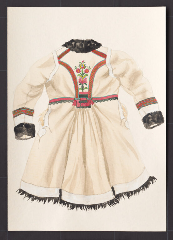 Kresba – kožuch ženský biely