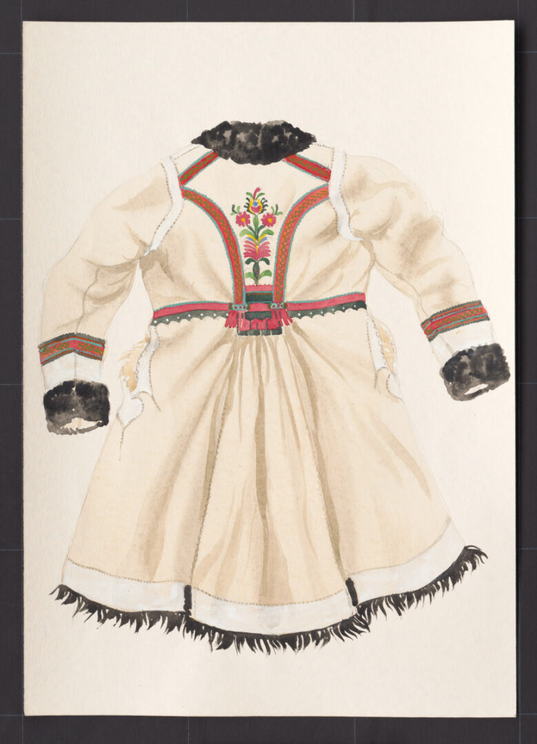 Kresba – kožuch ženský biely