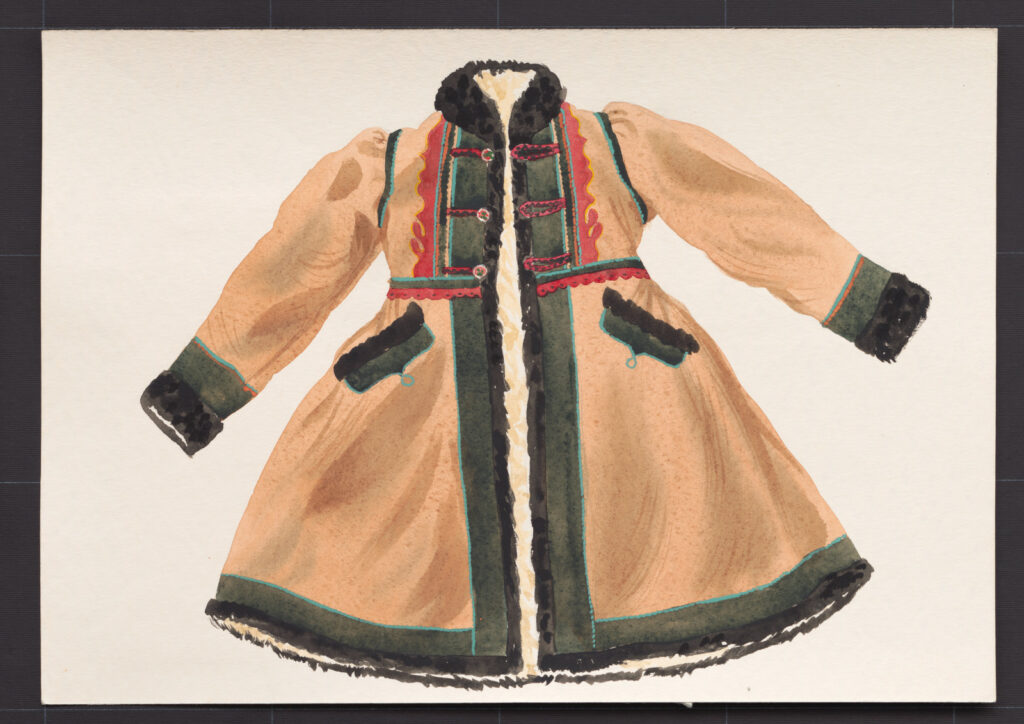 Kresba – kožuch ženský hnedý