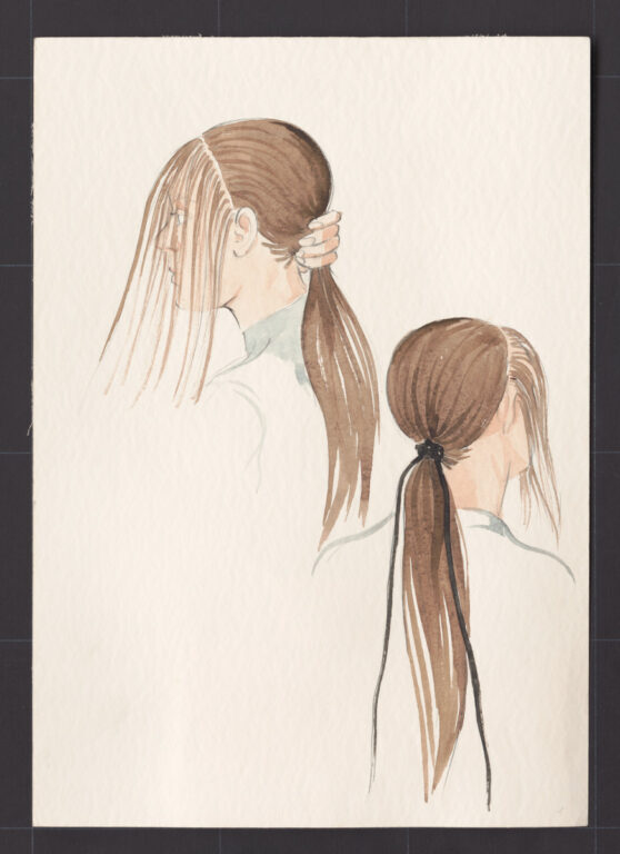 Kresba – účes dievčenský – postup česania