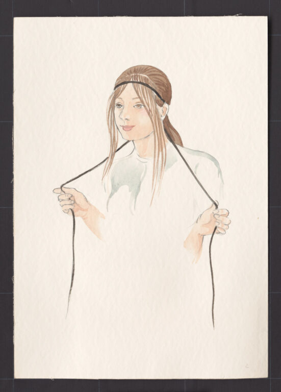 Kresba – účes dievčenský – postup česania – pokračovanie