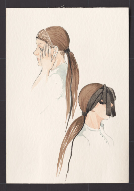 Kresba – účes dievčenský – postup česania – pokračovanie