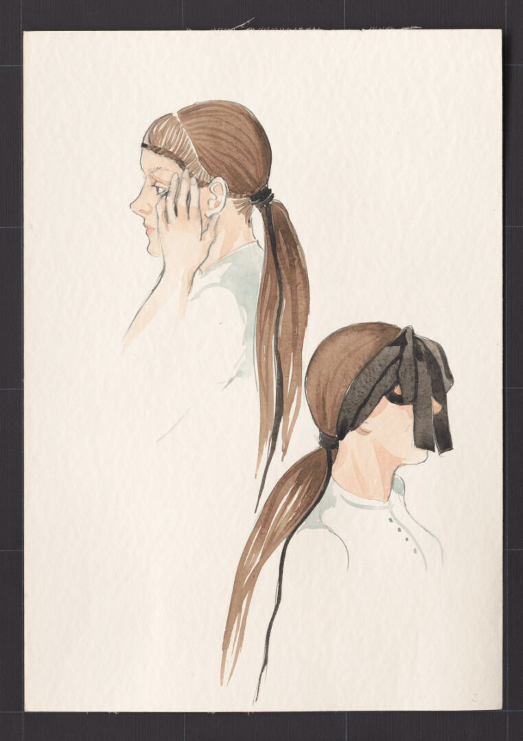 Kresba – účes dievčenský – postup česania – pokračovanie