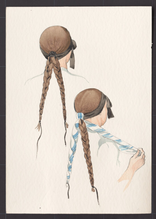 Kresba – účes dievčenský – postup česania – pokračovanie