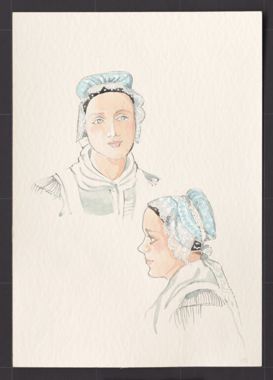 Kresba – čepiec sviatočný – úprava na hlave