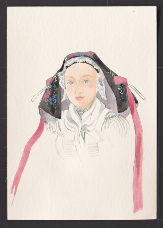 Kresba – šatka – slávnostná úprava hlavy