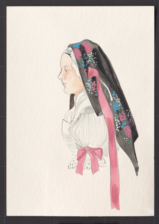 Kresba – šatka – slávnostná úprava hlavy