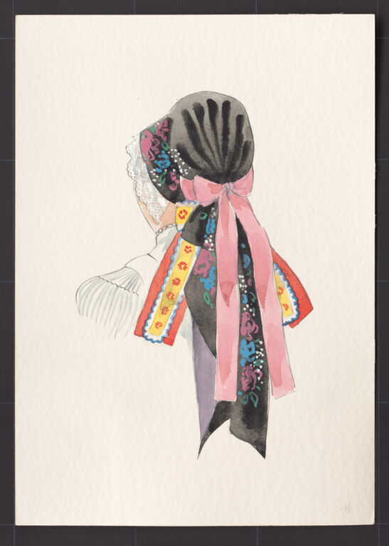 Kresba – šatka – slávnostná úprava hlavy – pokračovanie