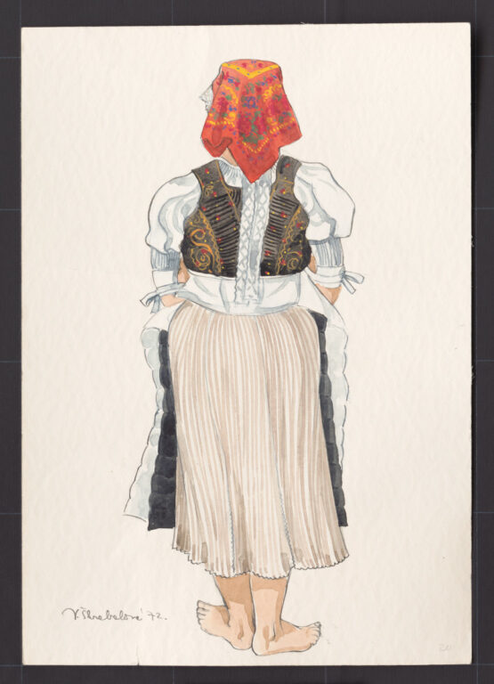 Kresba – odev ženský polosviatočný