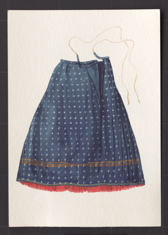 Kresba – sukňa modrotlačová