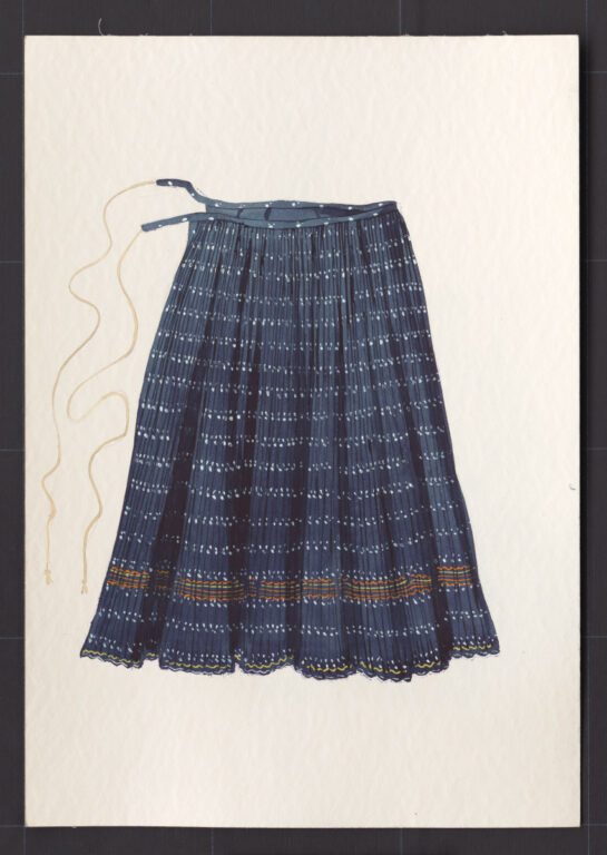 Kresba – sukňa modrotlačová
