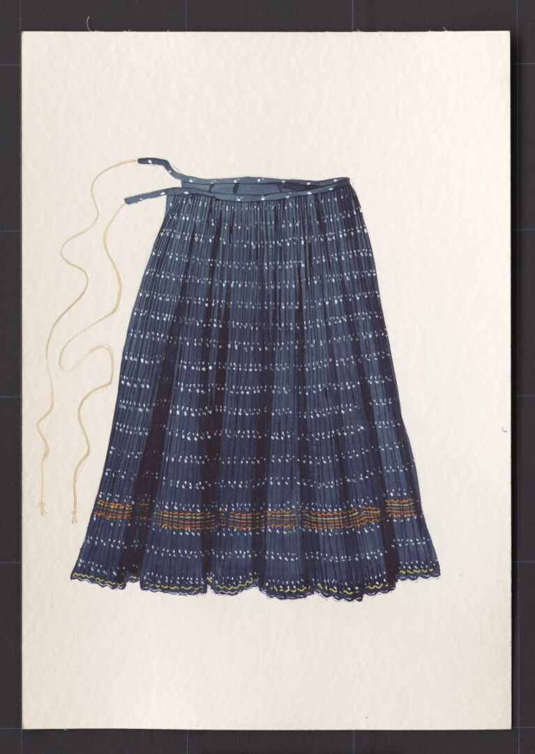 Kresba – sukňa modrotlačová