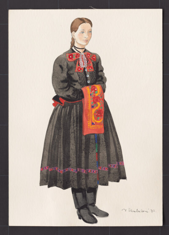 Kresba – odev dievčenský sviatočný zimný