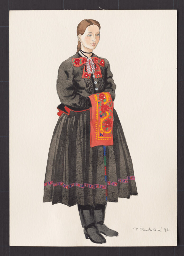 Kresba – odev dievčenský sviatočný zimný