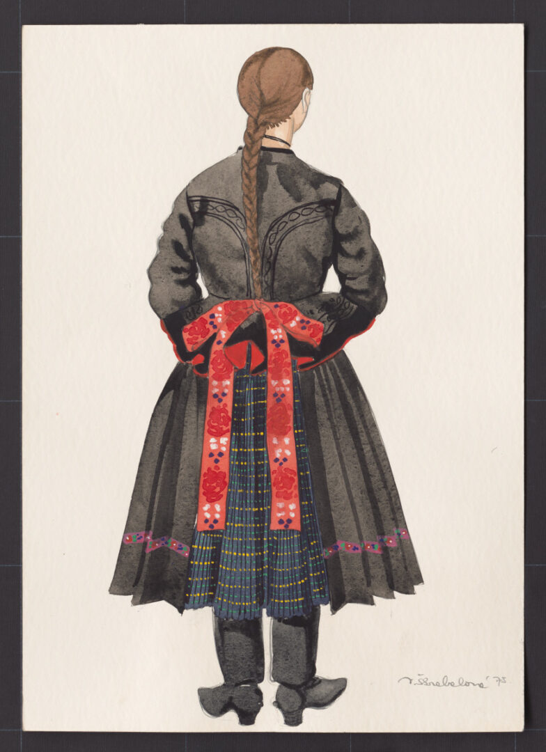 Kresba – odev dievčenský sviatočný zimný