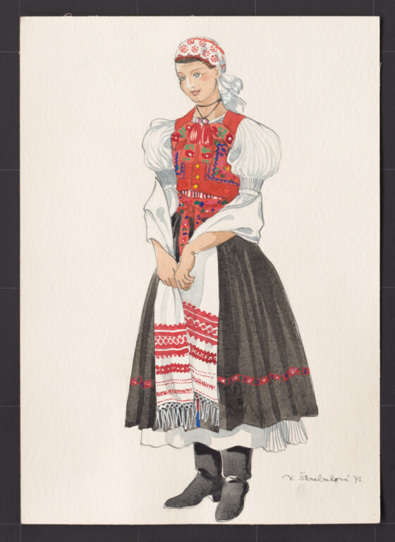 Kresba – odev mladej ženy po začepčení