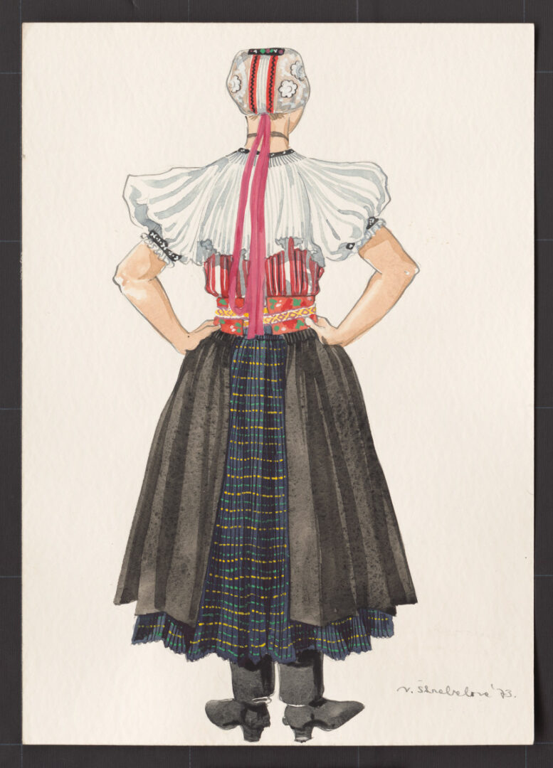 Kresba – odev ženský polosviatočný