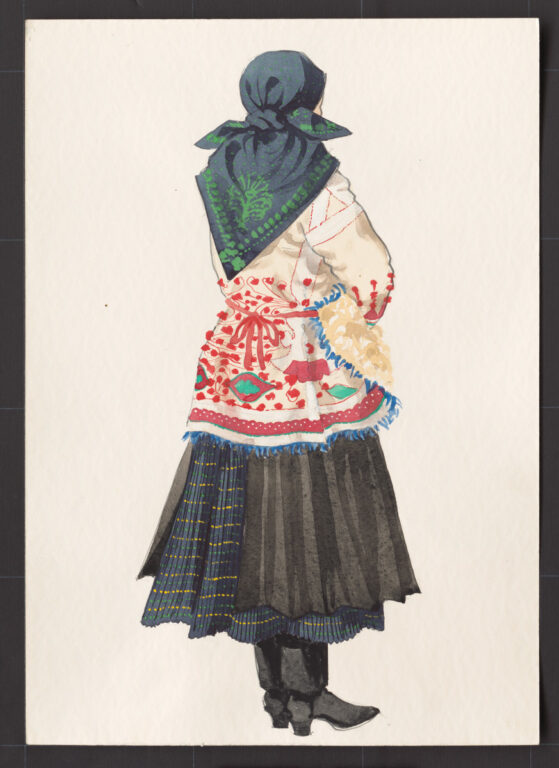 Kresba – odev ženský sviatočný zimný