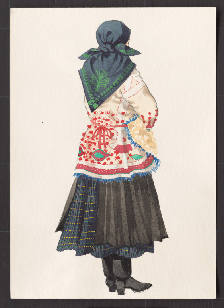 Kresba – odev ženský sviatočný zimný