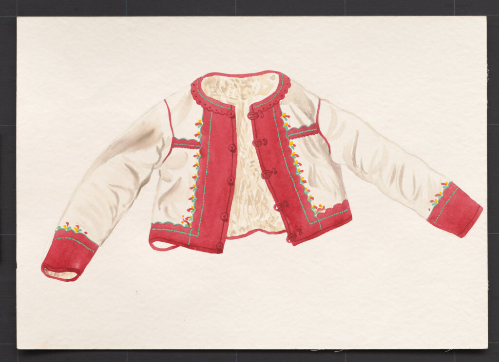 Kresba – kožuch mužský biely