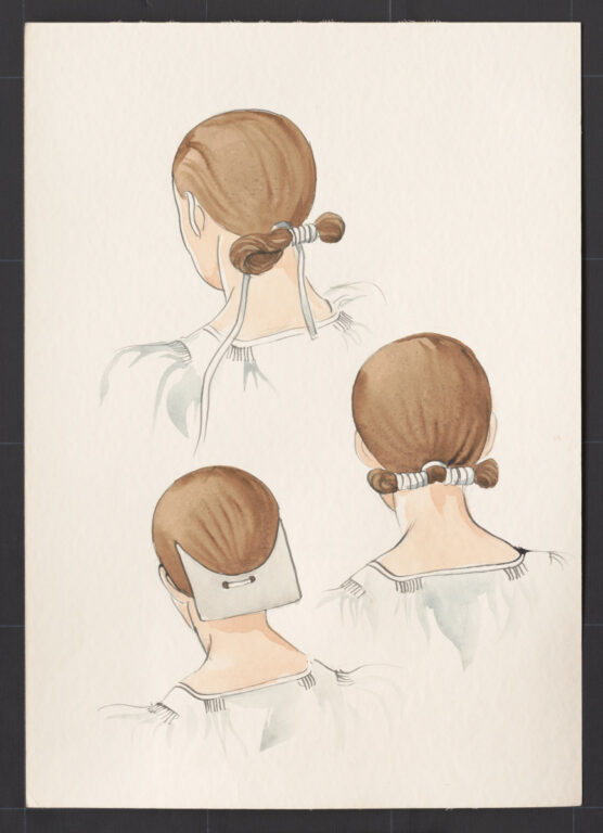 Kresba – účes ženský – postup česania – pokračovanie