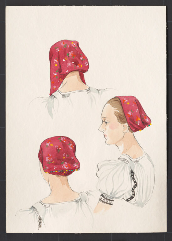 Kresba – šatka – úprava na hlave