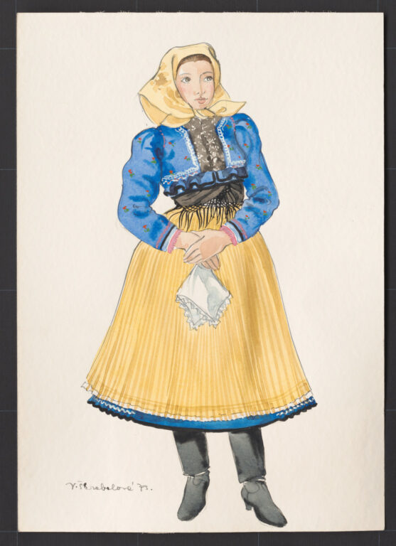 Kresba – odev ženský sviatočný v zime