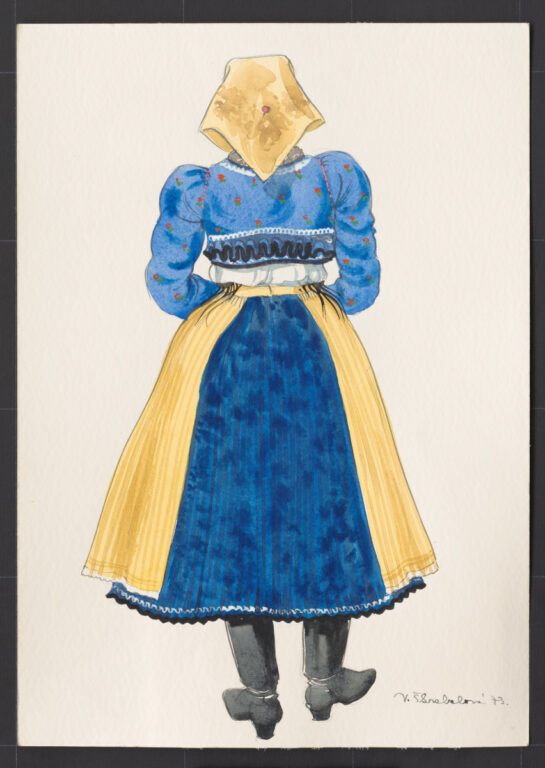 Kresba – odev ženský sviatočný v zime